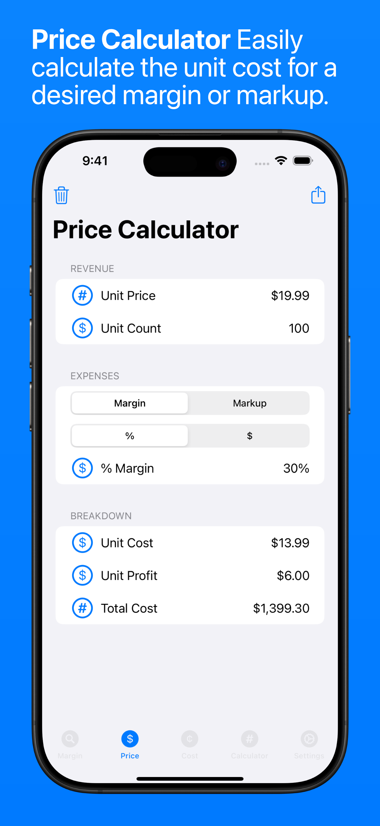 Price Calculator on iPhone